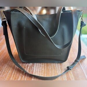 Madewell Olive Green Leather Tote - Medium